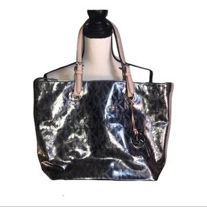 Michael Kors Silver Mirror Jet Set Tote